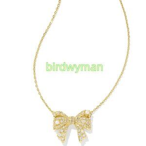 Krista Gold Bow Short Pendant Necklace in White Mix